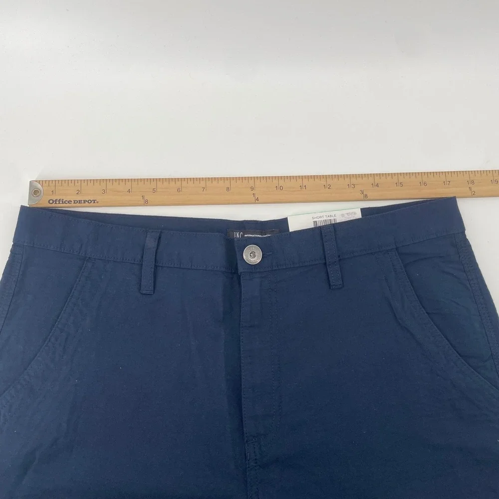 INC International Concepts Shorts Mens 34 Navy Blue Flat Front Regular Fit NWT